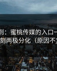 刚打听到：蜜桃传媒的入口一变，数据立刻两极分化（原因不复杂）