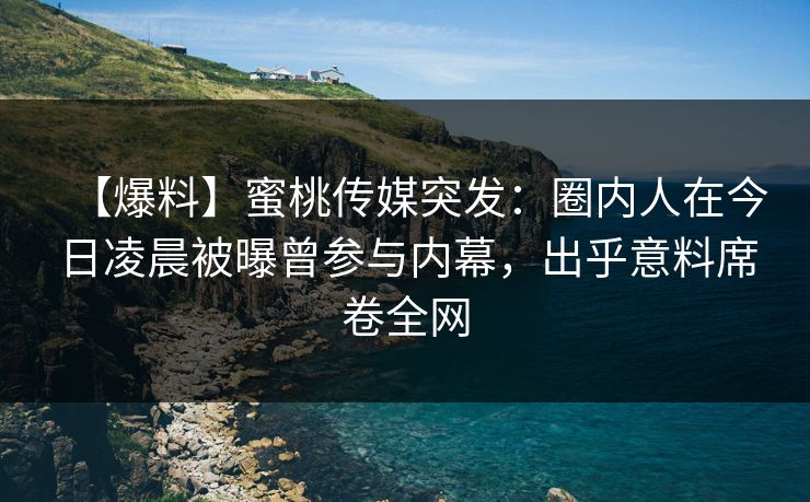 【爆料】蜜桃传媒突发：圈内人在今日凌晨被曝曾参与内幕，出乎意料席卷全网