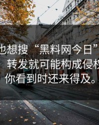如果你也想搜“黑料网今日”，先看完这段：转发就可能构成侵权。希望你看到时还来得及。