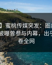 【爆料】蜜桃传媒突发：圈内人在今日凌晨被曝曾参与内幕，出乎意料席卷全网