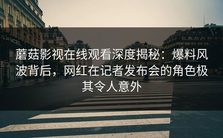 蘑菇影视在线观看深度揭秘：爆料风波背后，网红在记者发布会的角色极其令人意外