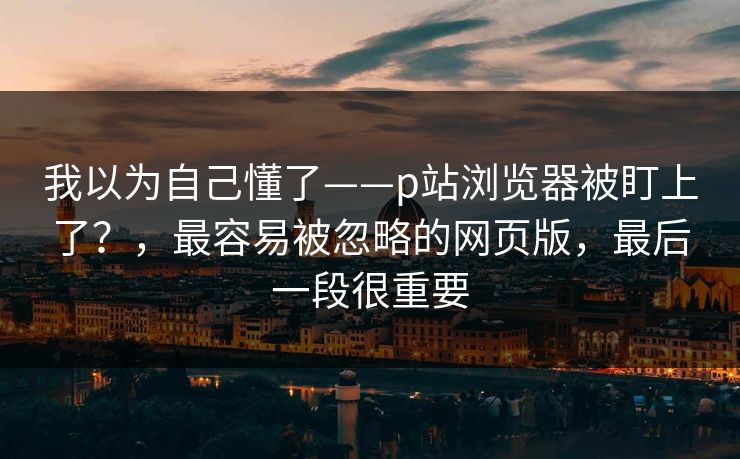 我以为自己懂了——p站浏览器被盯上了?,最容易被忽略的网页版,最后一段很重要 我以为自己懂了——p站浏览器被盯上了?,最容易被忽略的网页版,最后一段很重要